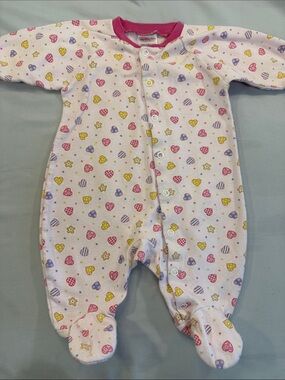 Itsy Bitsy Pink Heart & Floral Footed One-Piece